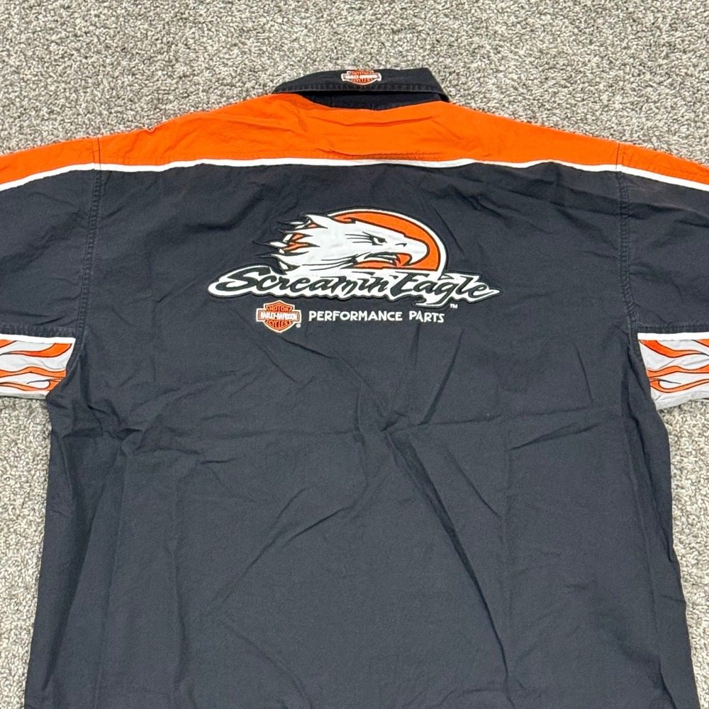 VTG 90s Harley-Davidson Screamin Eagle Performance Flame Button Up Shirt Mens XL - Picture 6 of 6